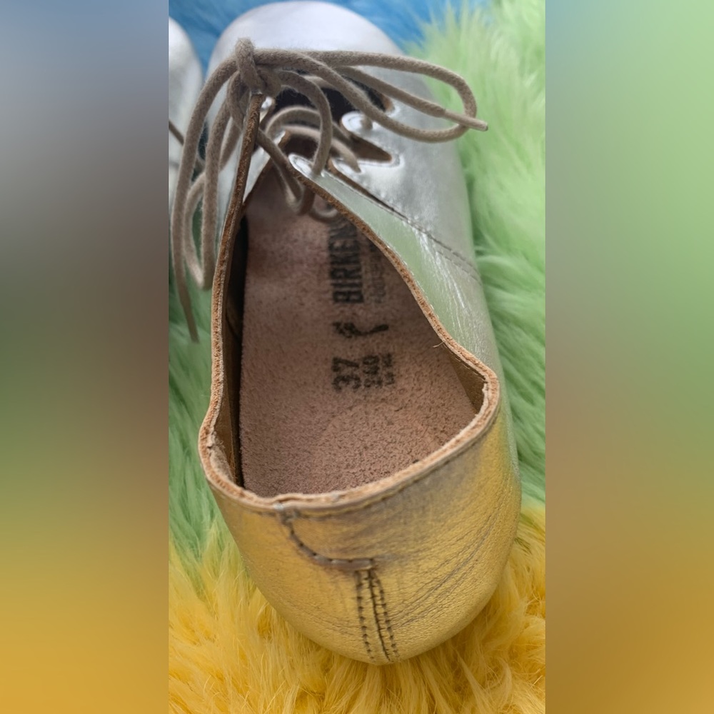 Excellent Condition Pre-Owned, Birkenstock Rye Silver Leather Ballet Flats, Sz 6 - Picture 5 of 9
